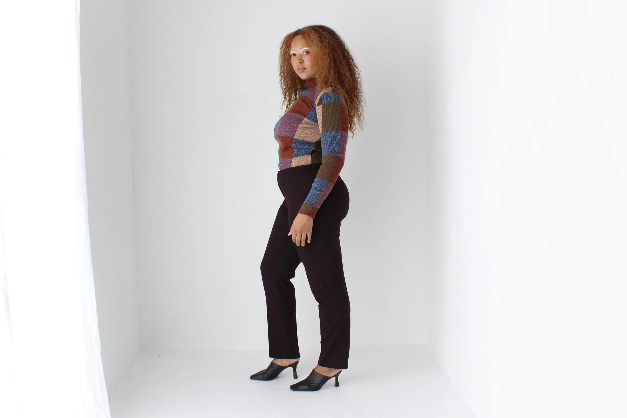 2000s JIL SANDER Wool Fitted Trousers in Aubergine