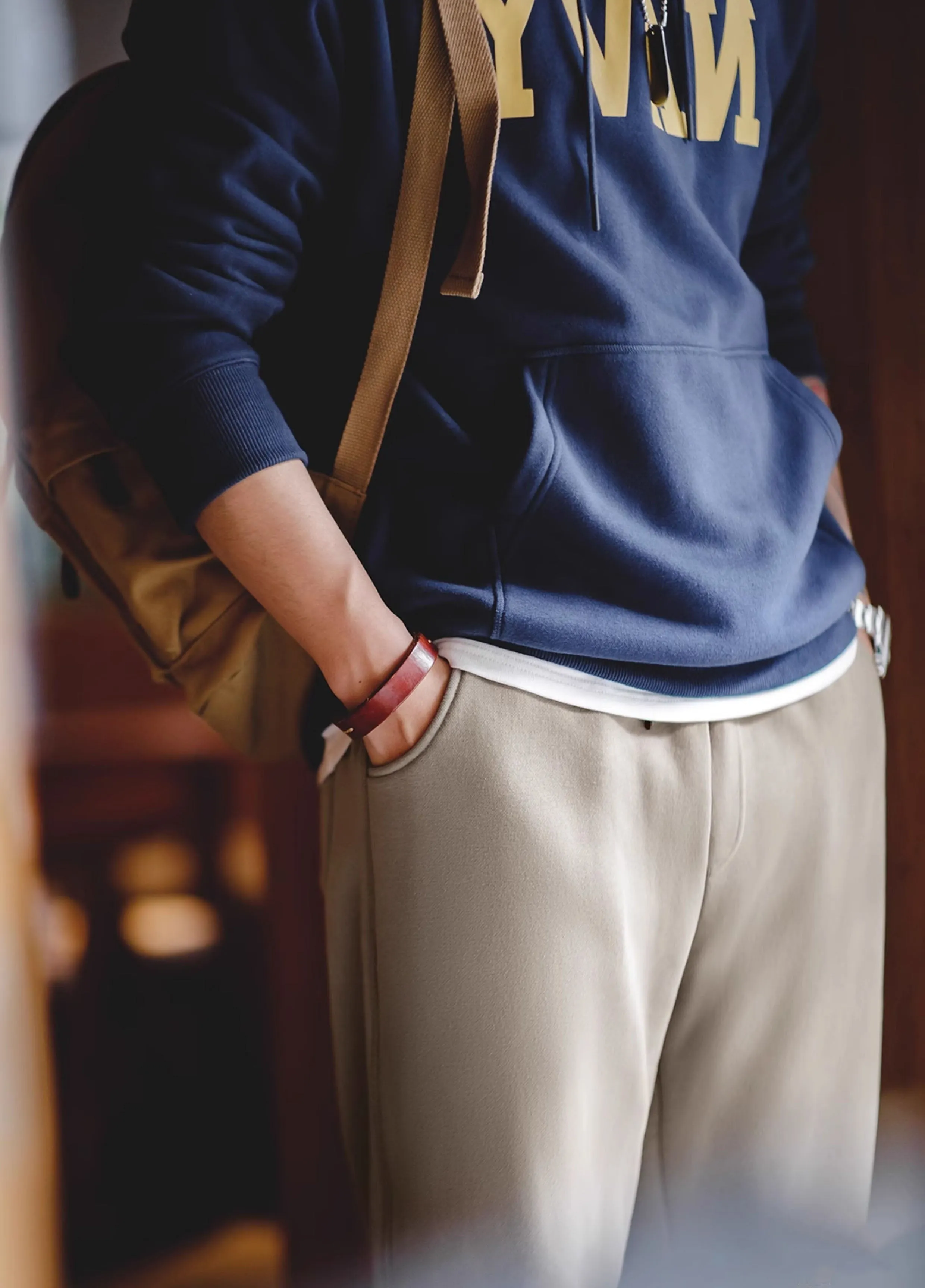 American Casual Velvet Sweatpants Sports Warm Men's Trousers