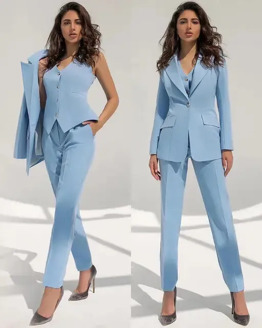 Autumn Women Blazer Jacket Trousers & Vest  Elegant Suit
