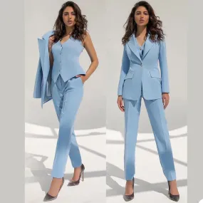 Autumn Women Blazer Jacket Trousers & Vest  Elegant Suit