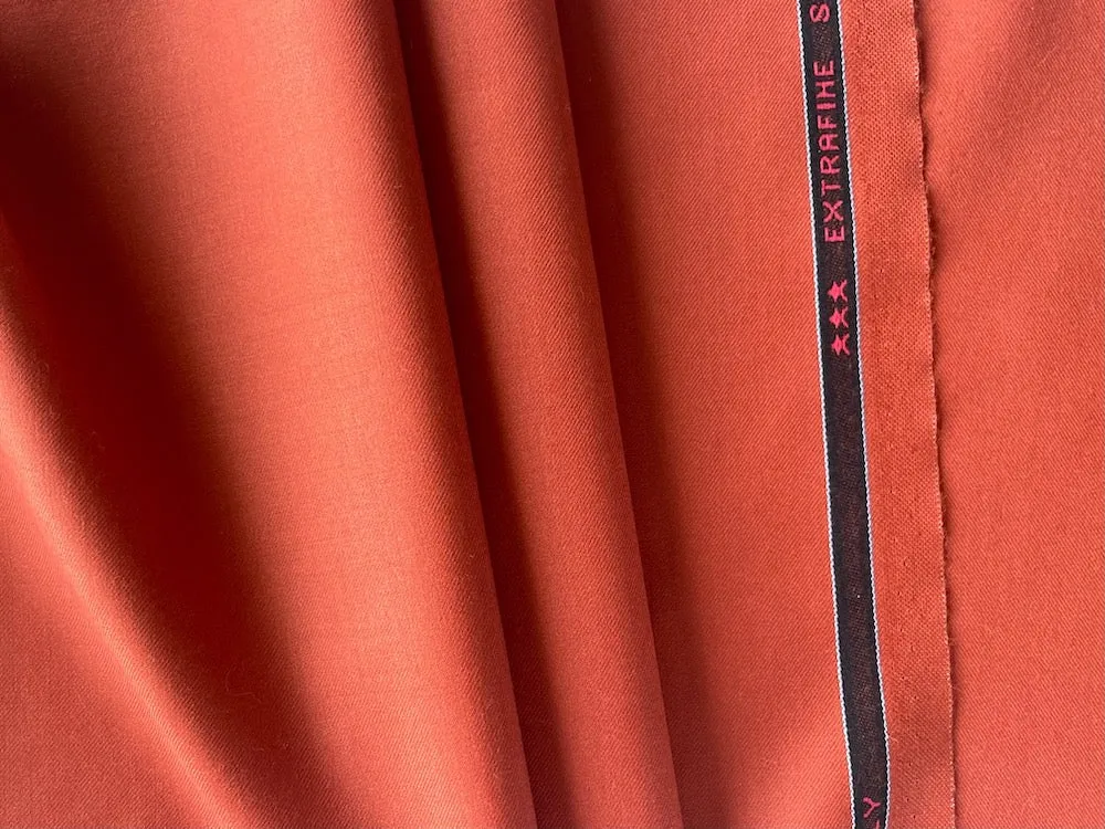 Autumnal Spiced Rust Selvedged 150s Wool Suiting  (Made in Italy)