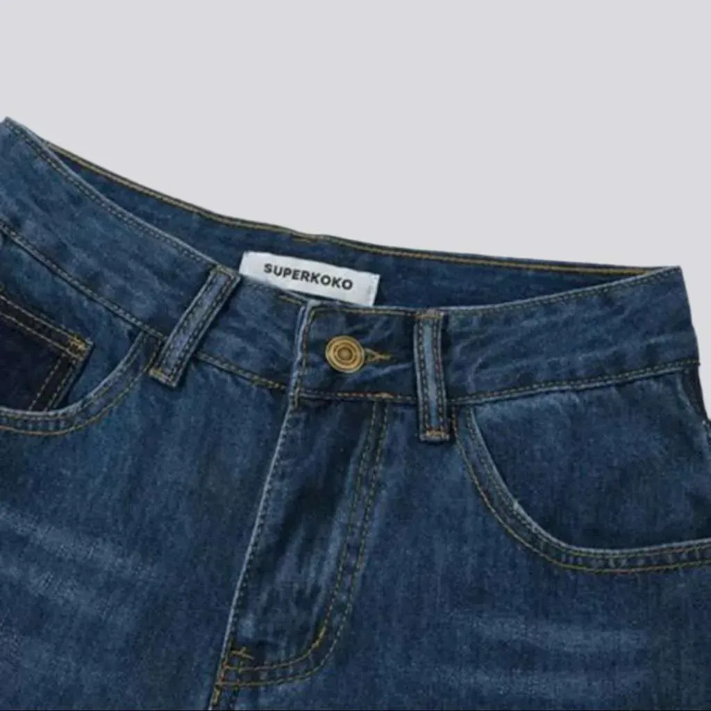 Baggy patched pocket women's jeans