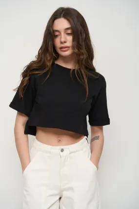 Black Oversized Cropped T-Shirt