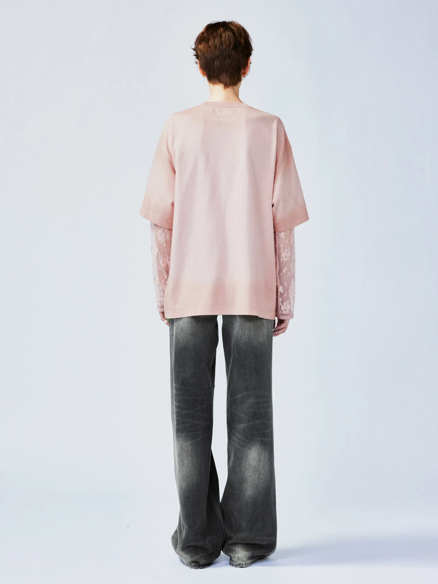 Black washed straight-leg jeans