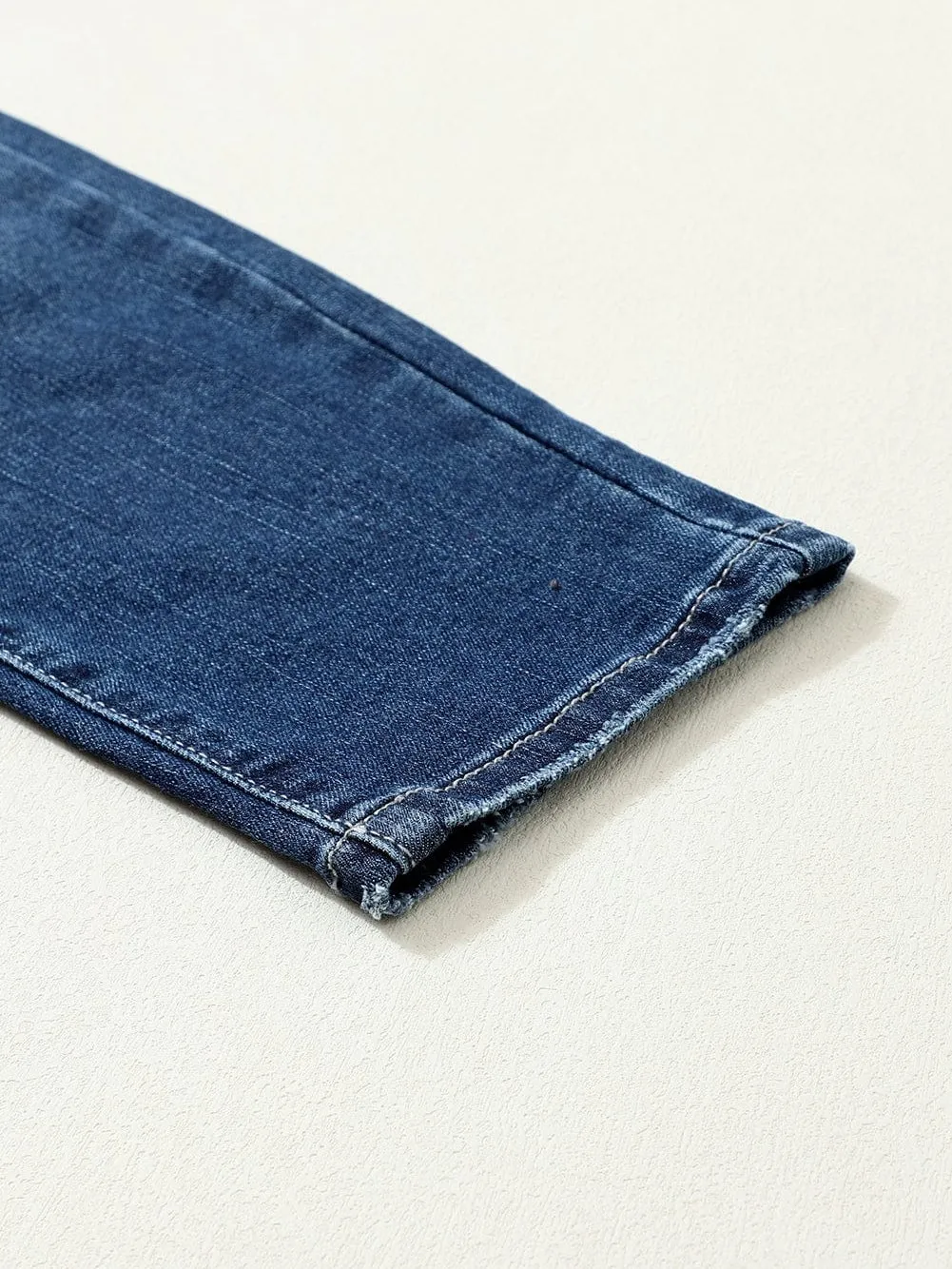 Blue Vintage Two-button High Waist Skinny Jeans with a Chic Slim Look