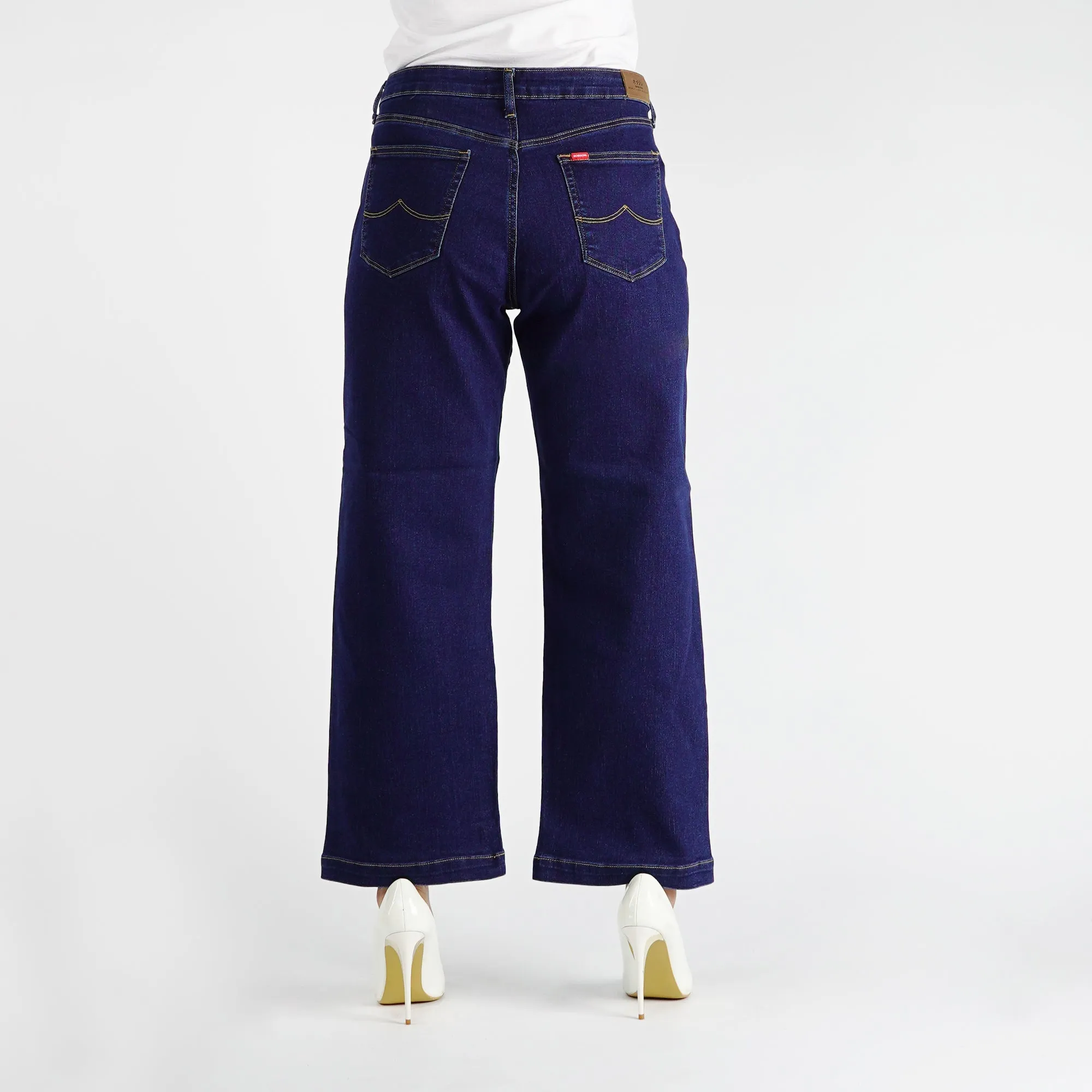 Bobson Japanese Ladies Basic Denim Baggy Jeans for Women Trendy fashion High Quality Apparel Comfortable Casual Pants for Women 153951 (Dark Shade)