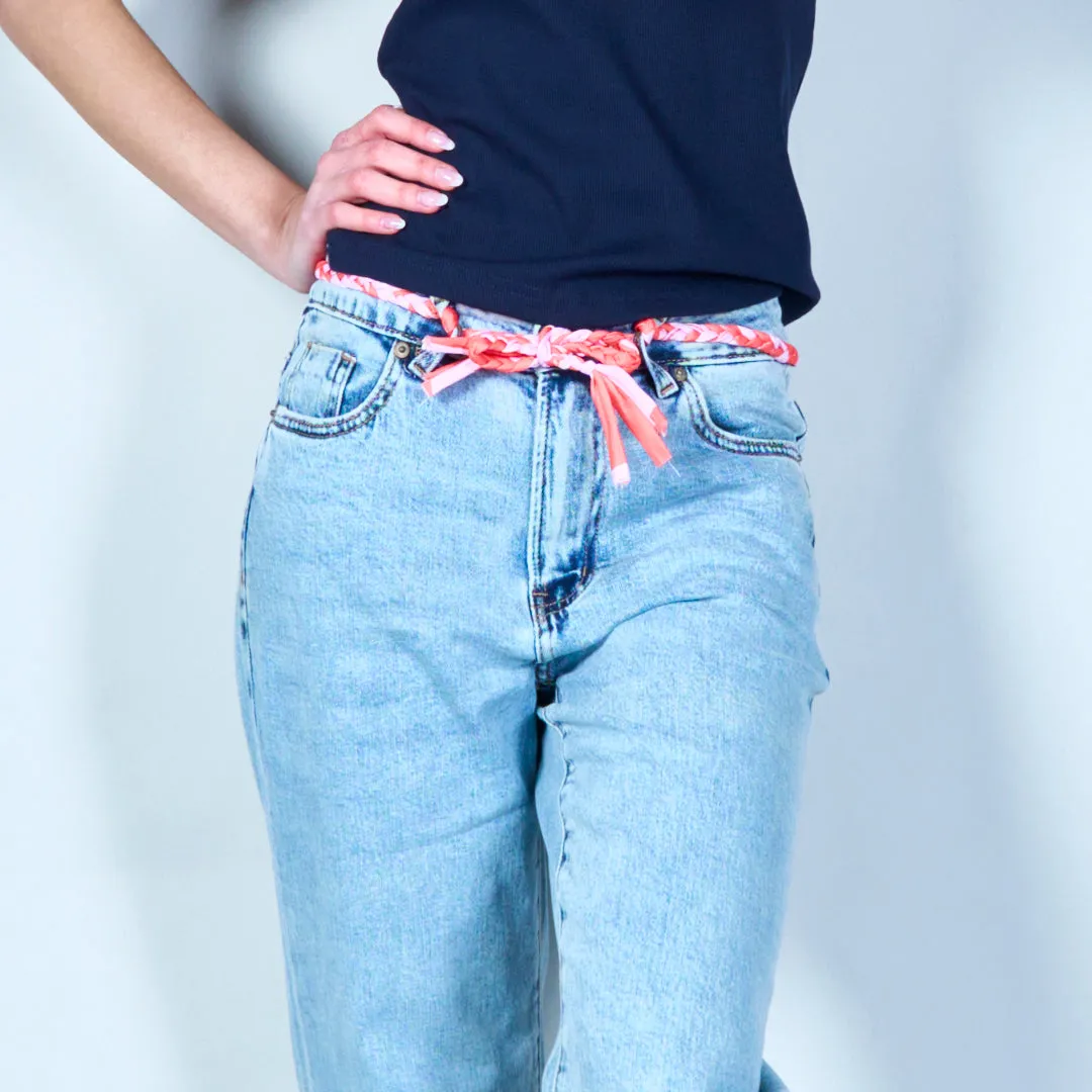 Braided belt denim jeans wholesale