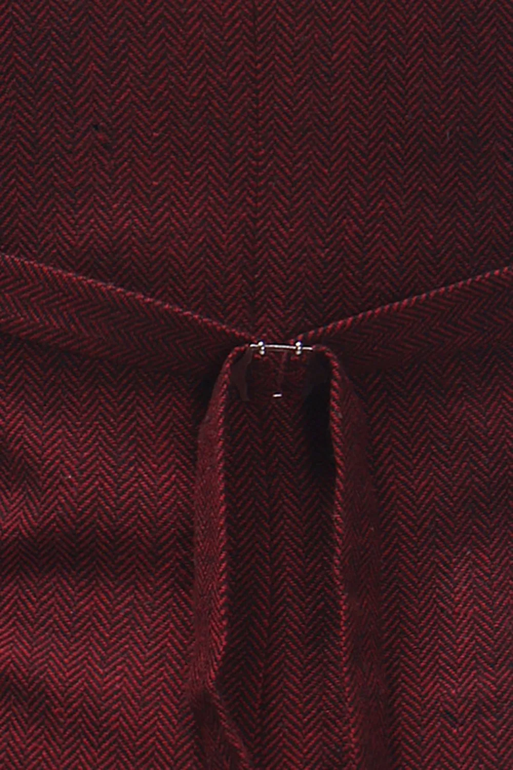 Burgundy Solid Men's Dress Vest With Belt Back
