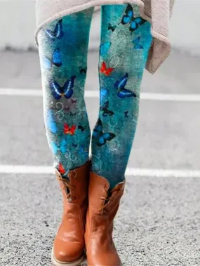 Casual Regular Fit Butterfly Leggings BB60