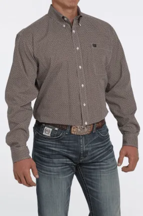 Cinch Men's Brown Geo Print Button Long Sleeve Western Shirt MTW1105454
