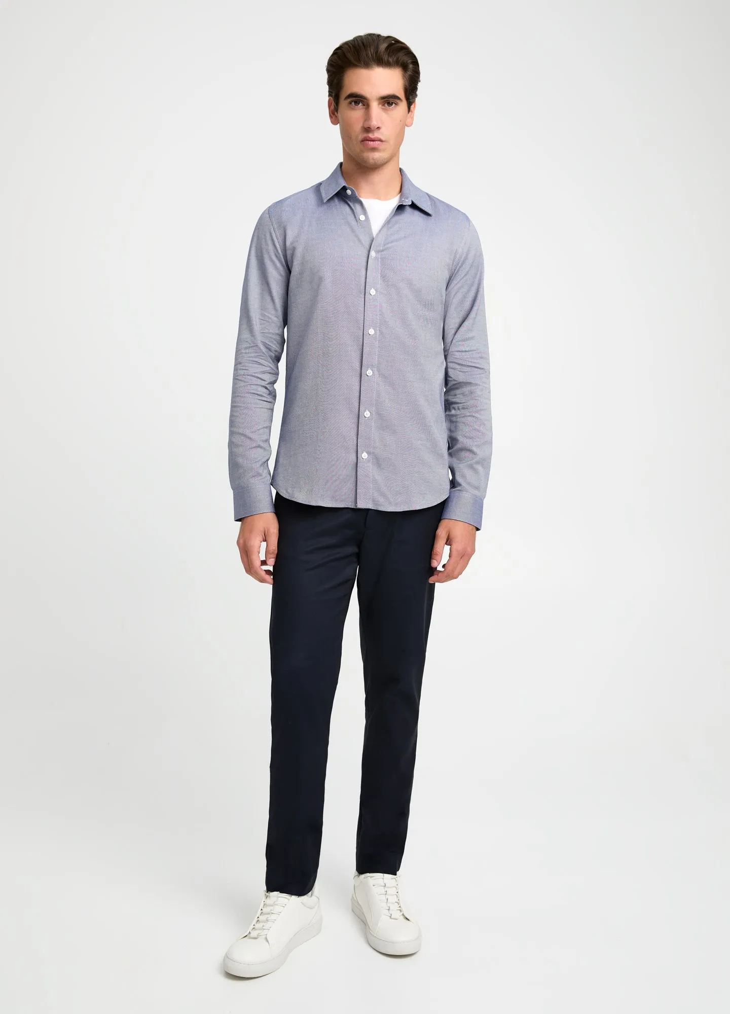 Duo Tone Cotton Oxford Shirt Blue Combo