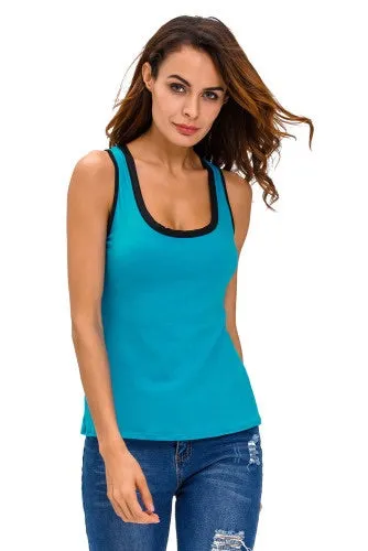 Electric Blue Fitted Lace-up Back Tank