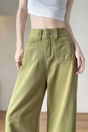 Flytonn-cute winter outfits casual winter outfits christmas outfit party look inspos High Waist Double Front Pockets Wide Leg Jeans Pants