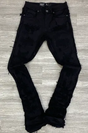 Focus- heavy distressed stacked jeans (black)