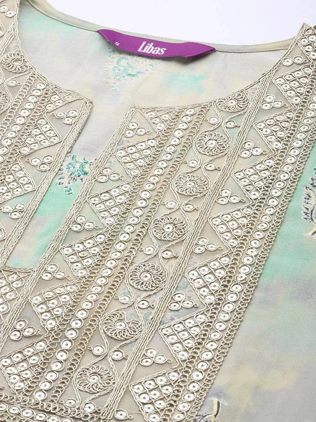 Green Yoke Design Silk Blend Straight Kurta With Trousers & Dupatta