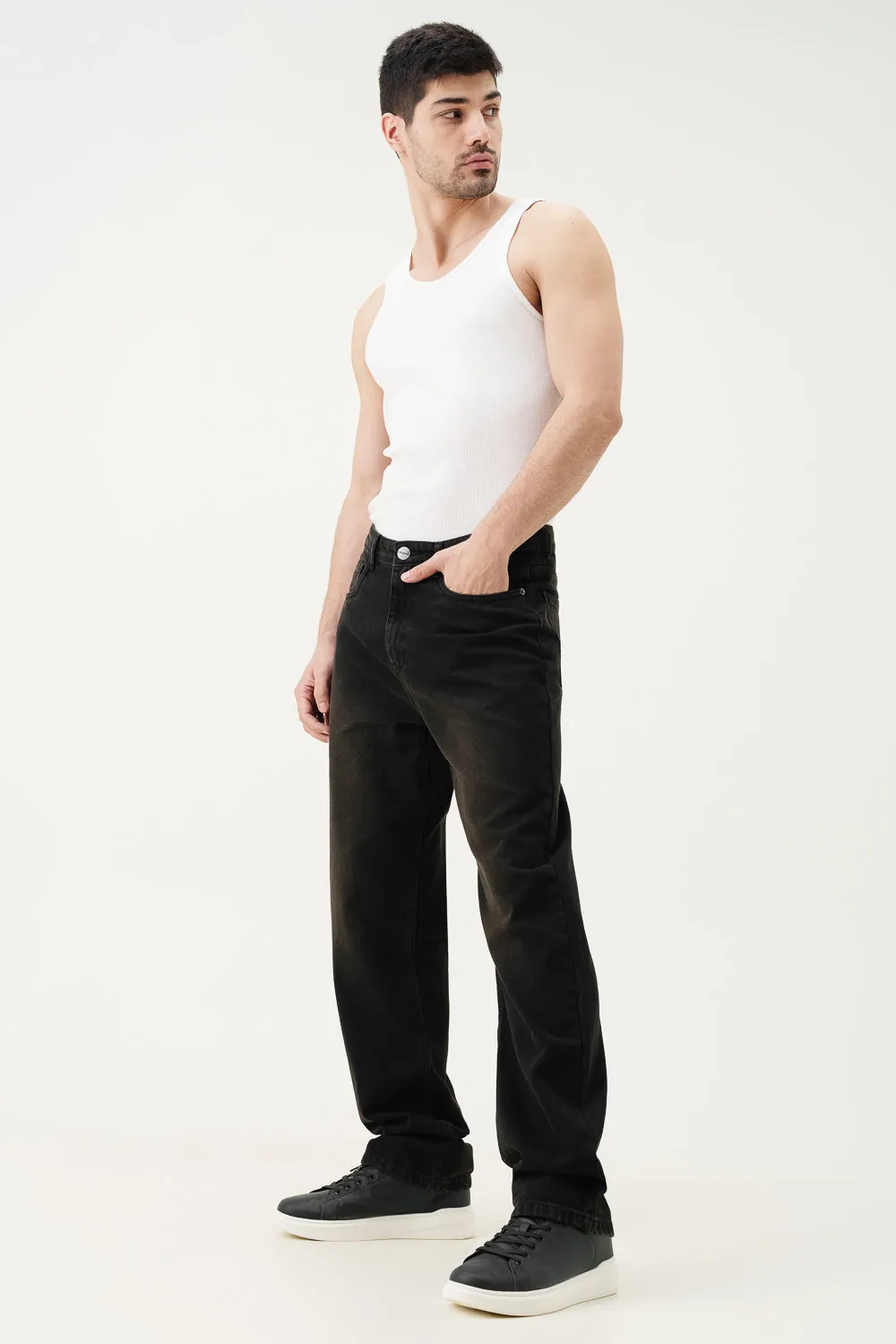 Grit Black Men's Straight Jeans