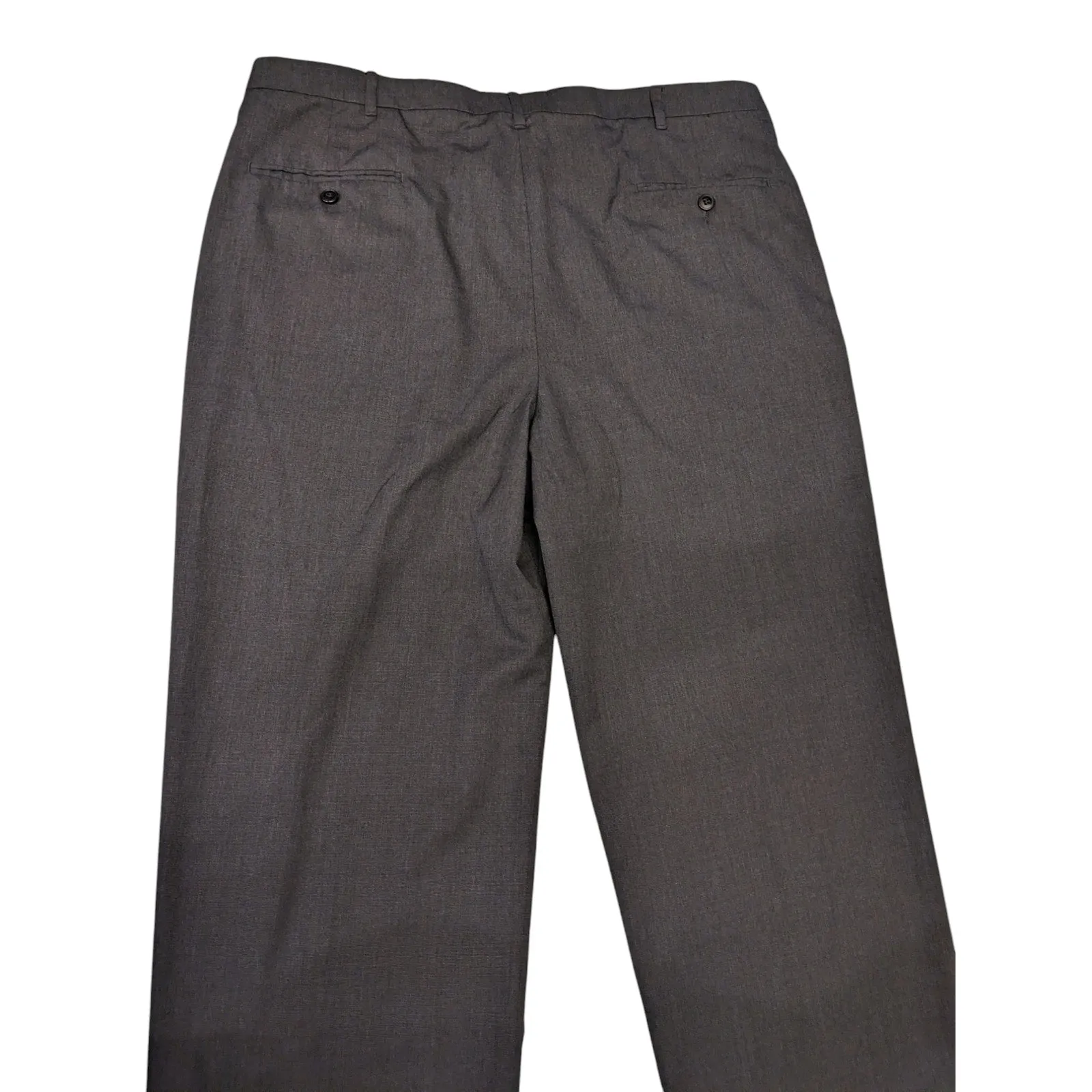 Haggar Pants Mens 38x32 Gray Dress Slacks Pleated Front Cuffed Hem Classic Fit