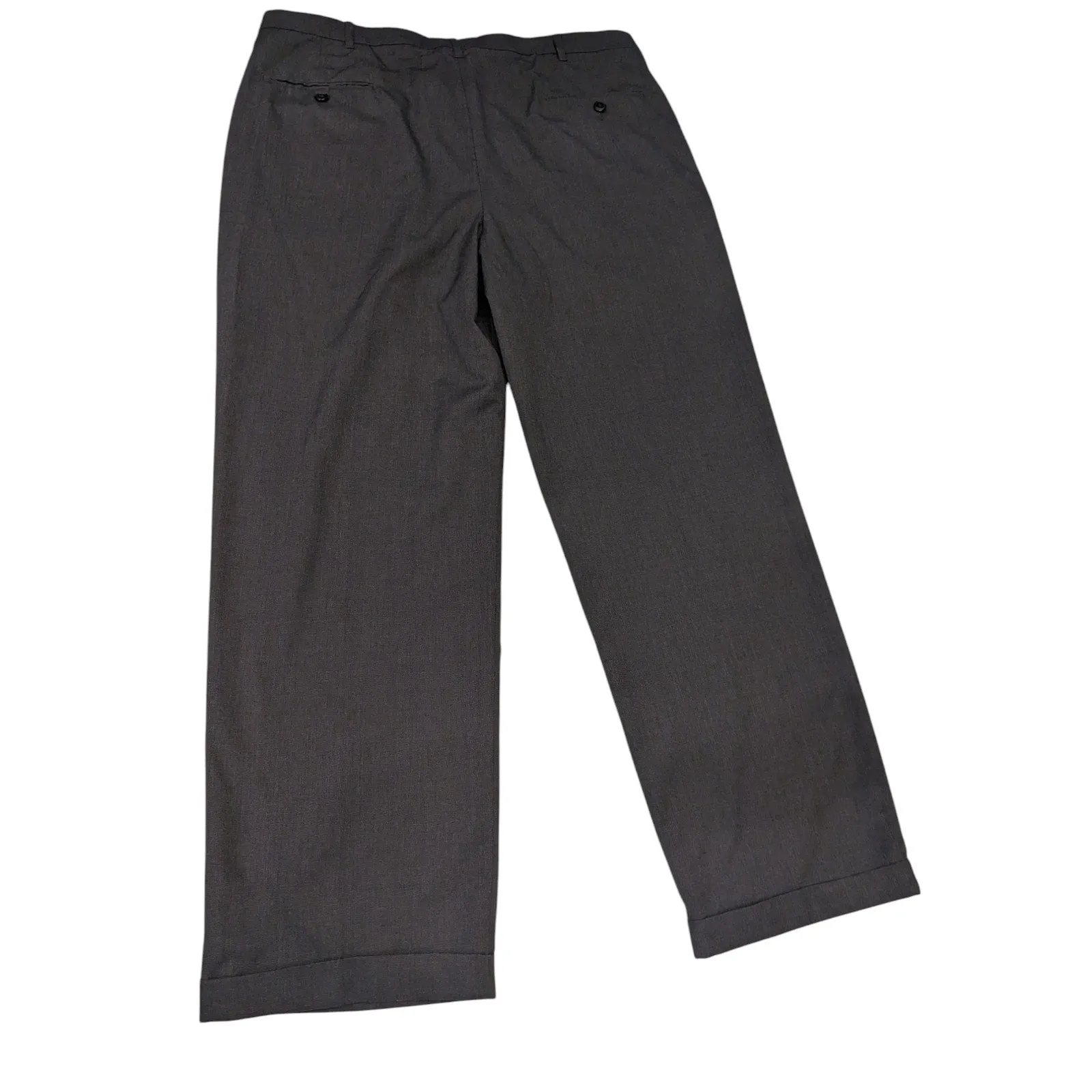 Haggar Pants Mens 38x32 Gray Dress Slacks Pleated Front Cuffed Hem Classic Fit