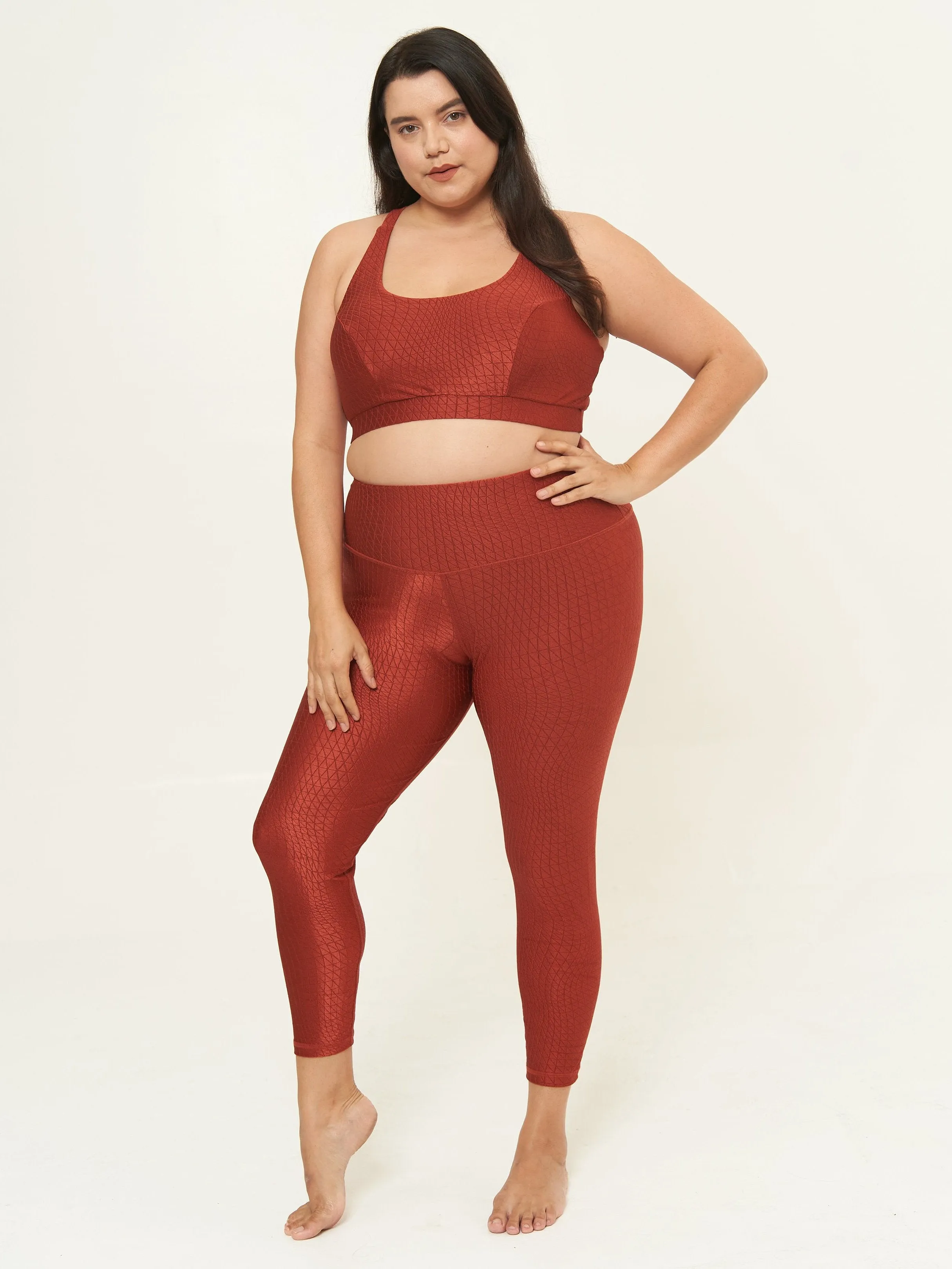 Hi-Rise Leggings - Persimmon Cube Pattern