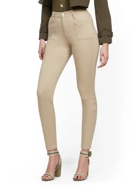 High-Waisted Curvy Super-Skinny Ankle Jeans - Khaki
