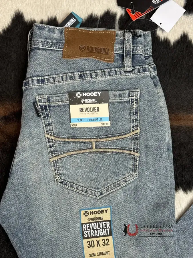 HOOEY X ROCK & ROLL JEAN REVOLVER STRAIGHT SLIM FIT STRAIGHT LEG LIGHT BLUE