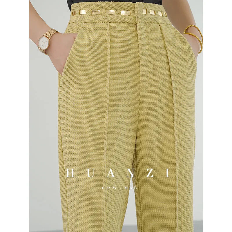 Huanzi new handmade micro-wide suit jacket with back slit straight-leg micro-launched trousers suit set- Emera