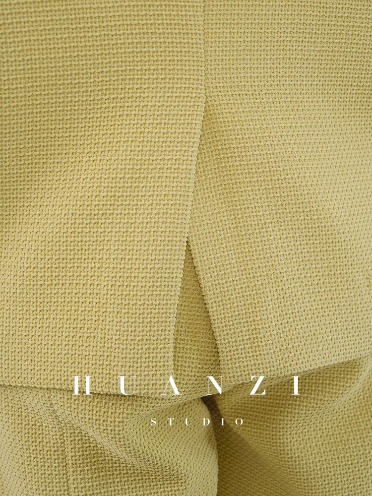 Huanzi new handmade micro-wide suit jacket with back slit straight-leg micro-launched trousers suit set- Emera