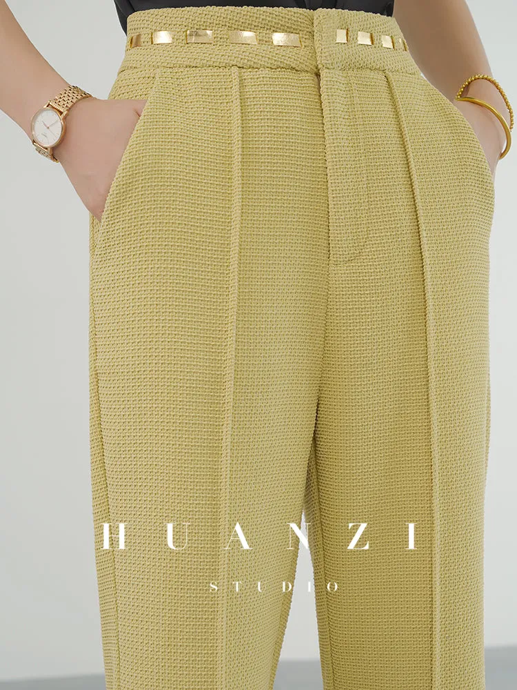 Huanzi new handmade micro-wide suit jacket with back slit straight-leg micro-launched trousers suit set- Emera