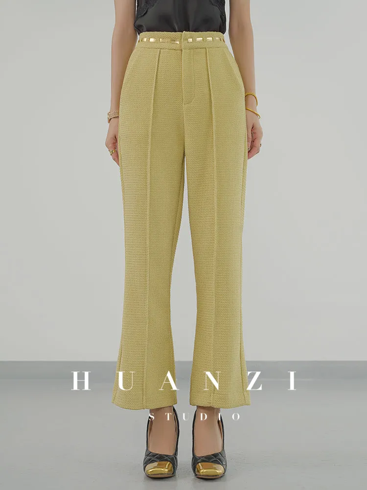 Huanzi new handmade micro-wide suit jacket with back slit straight-leg micro-launched trousers suit set- Emera