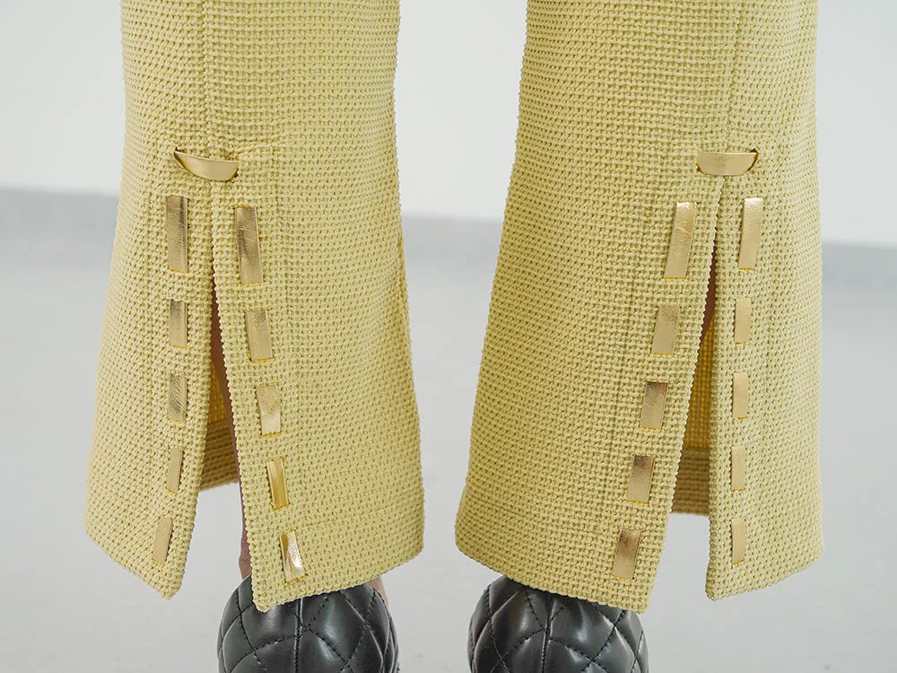 Huanzi new handmade micro-wide suit jacket with back slit straight-leg micro-launched trousers suit set- Emera