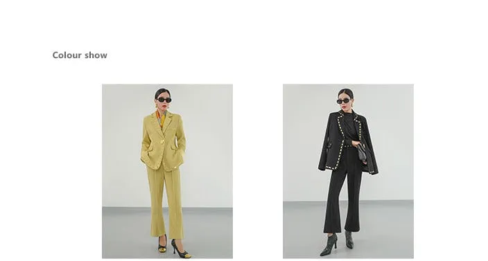 Huanzi new handmade micro-wide suit jacket with back slit straight-leg micro-launched trousers suit set- Emera