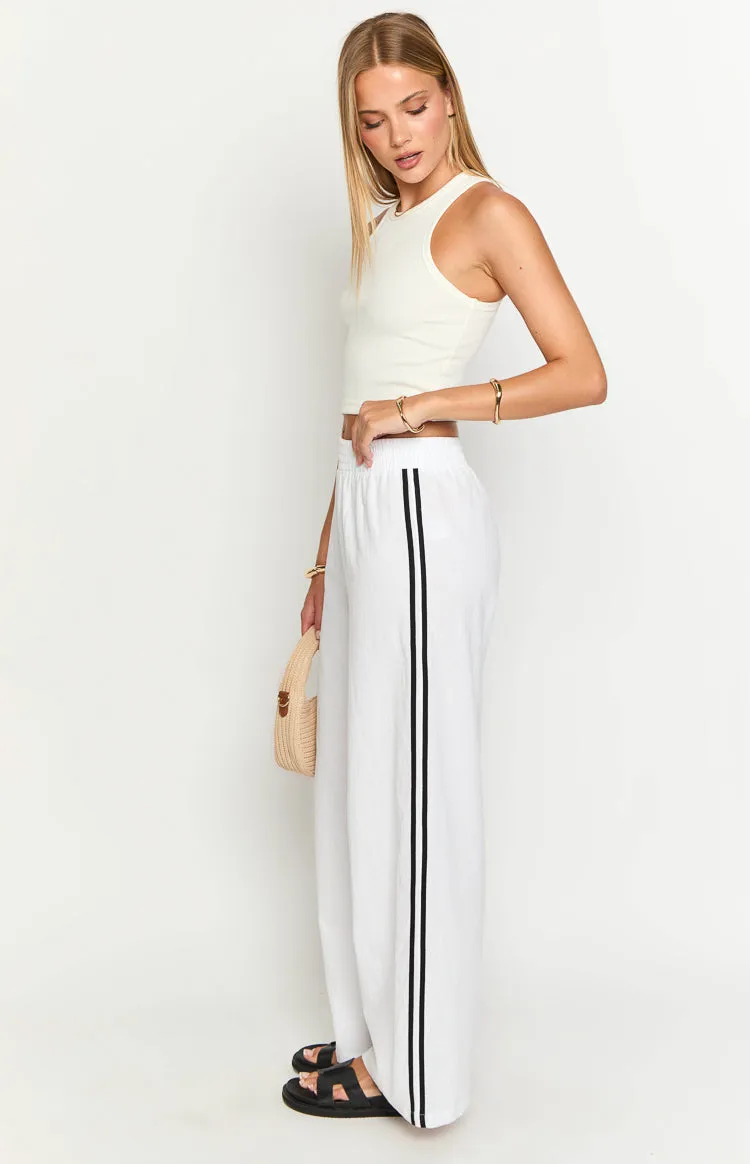 Jenner White Linen Blend Pants