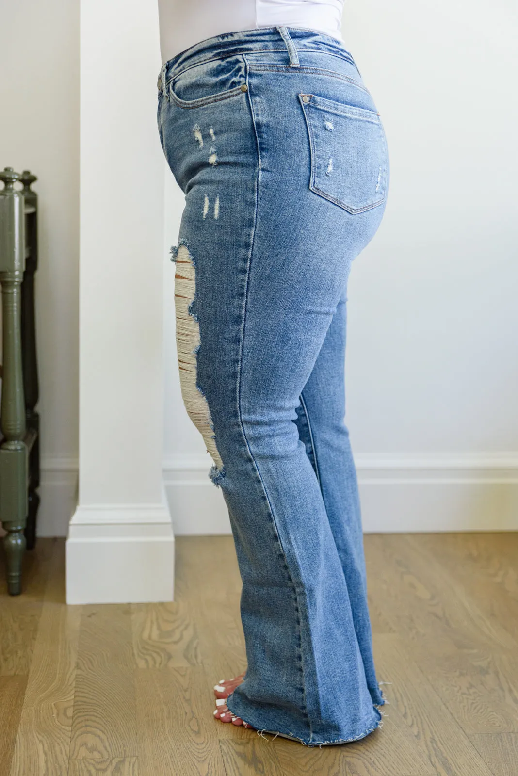 Judy Blue By a Thread Destroyed Flare Jeans