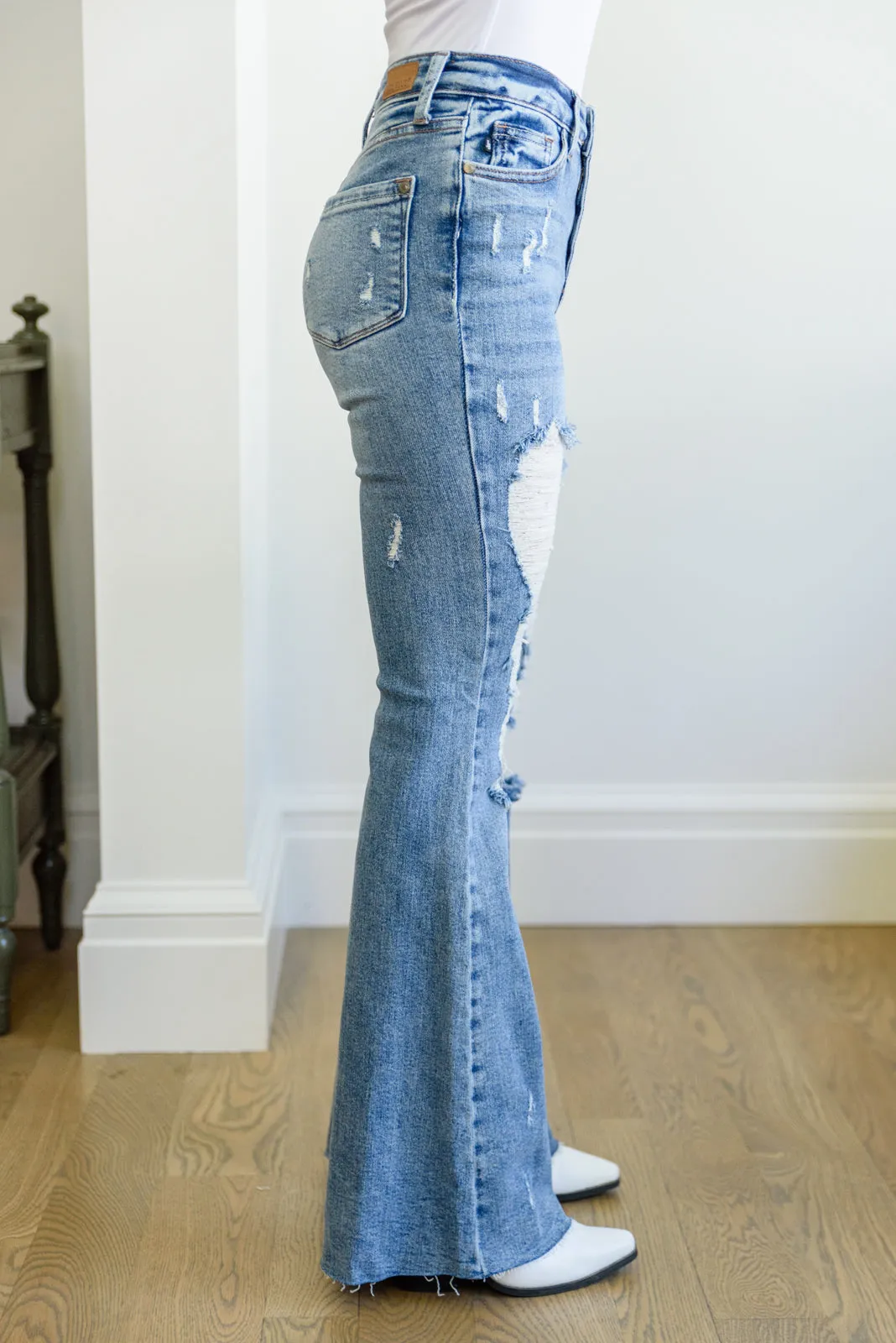 Judy Blue By a Thread Destroyed Flare Jeans