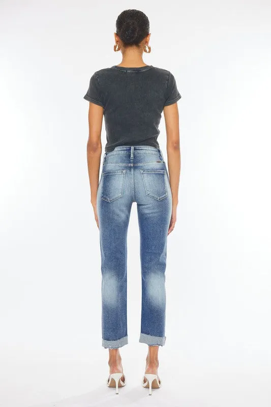 KanCan High Rise Cuffed Slim Straight Jeans