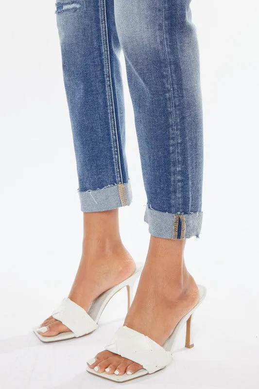 KanCan High Rise Cuffed Slim Straight Jeans