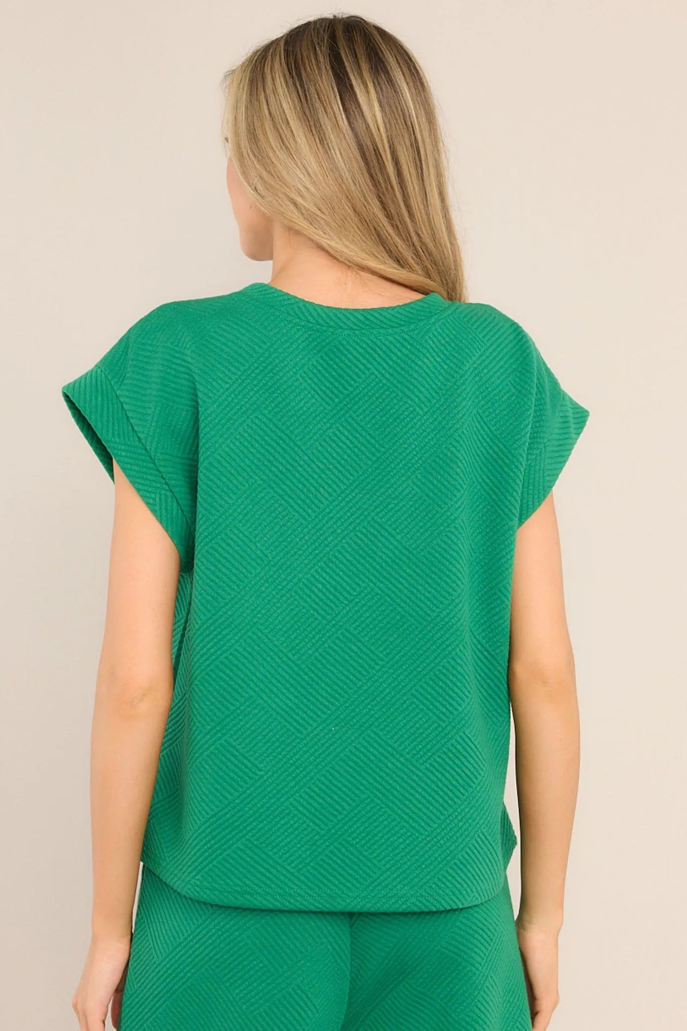 Keep It Creative Kelly Green Textured Short Sleeve Top