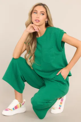 Keep It Creative Kelly Green Textured Short Sleeve Top