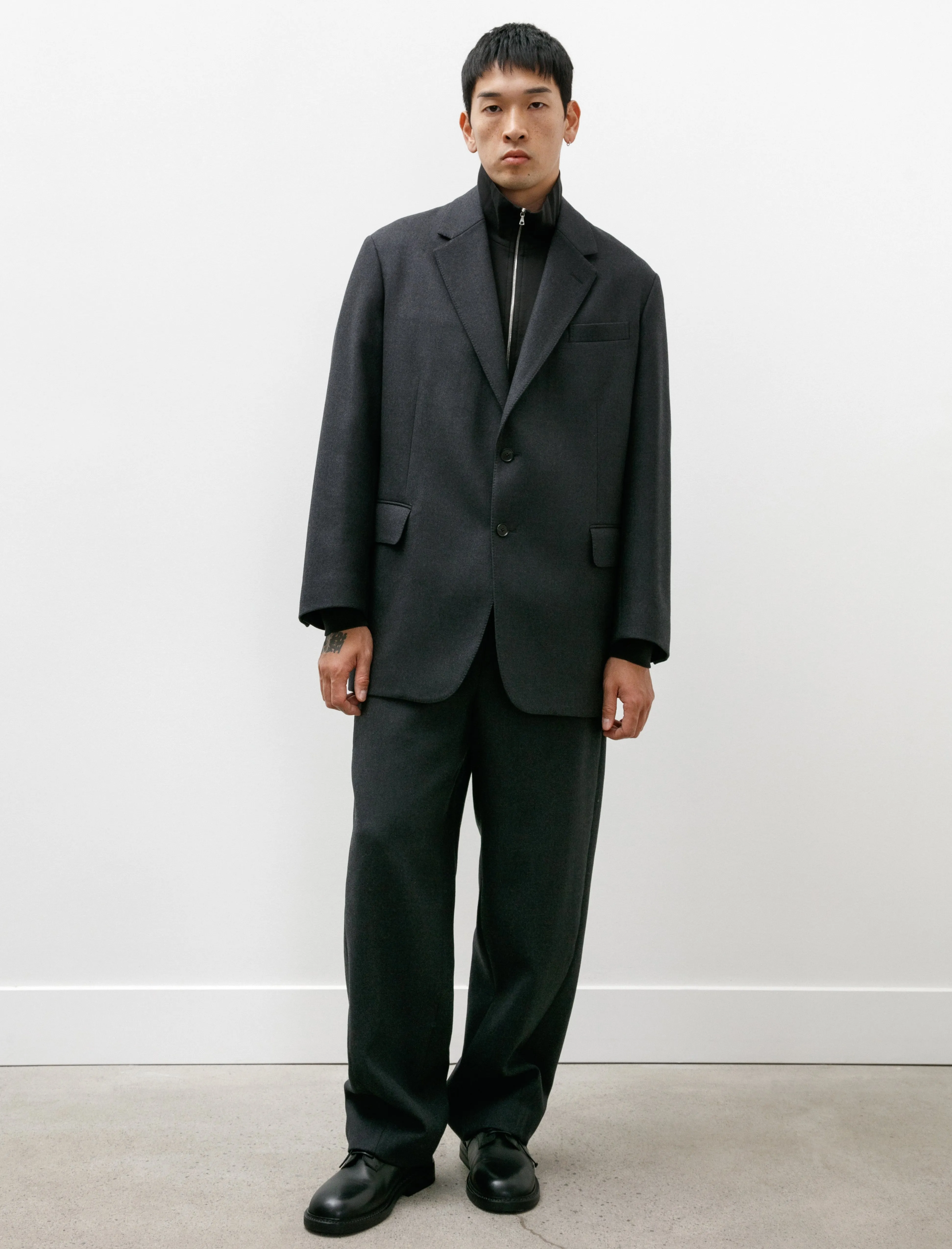 Light Melton Slacks Top Charcoal
