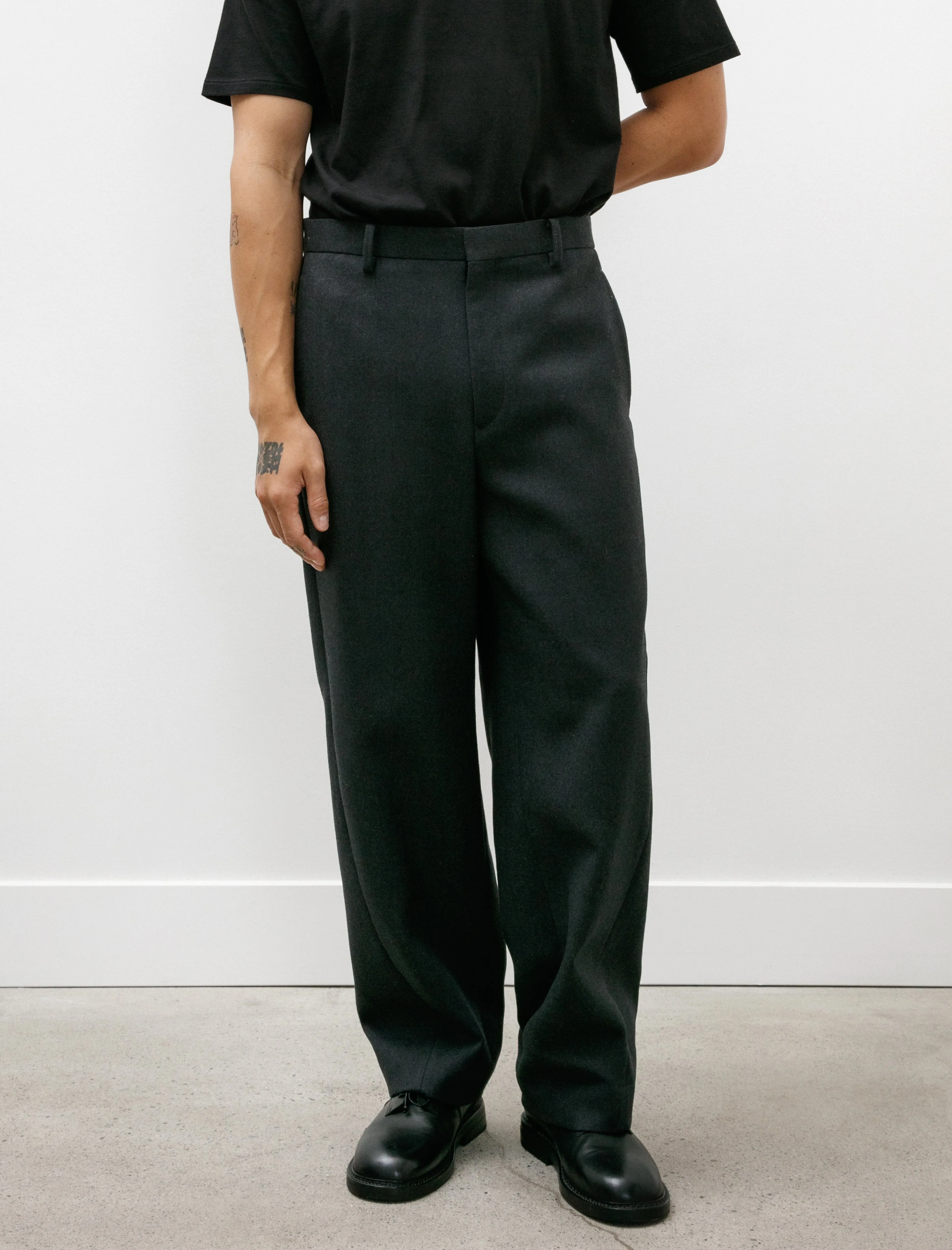 Light Melton Slacks Top Charcoal