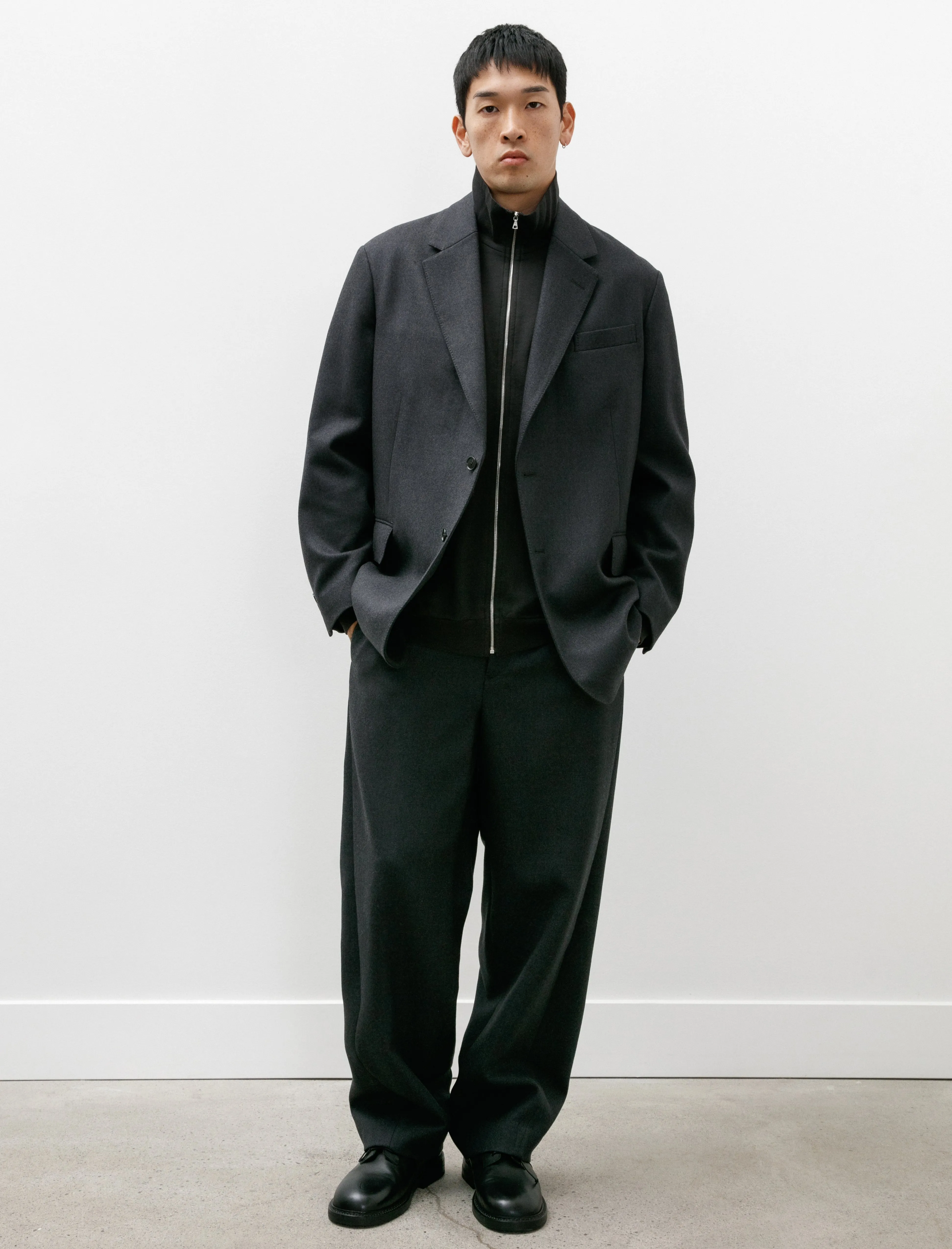 Light Melton Slacks Top Charcoal