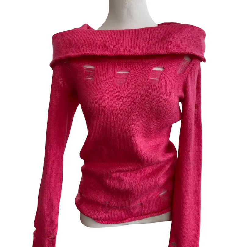 Light Spring Pink Contrast Knit Sweater
