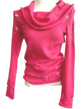 Light Spring Pink Contrast Knit Sweater