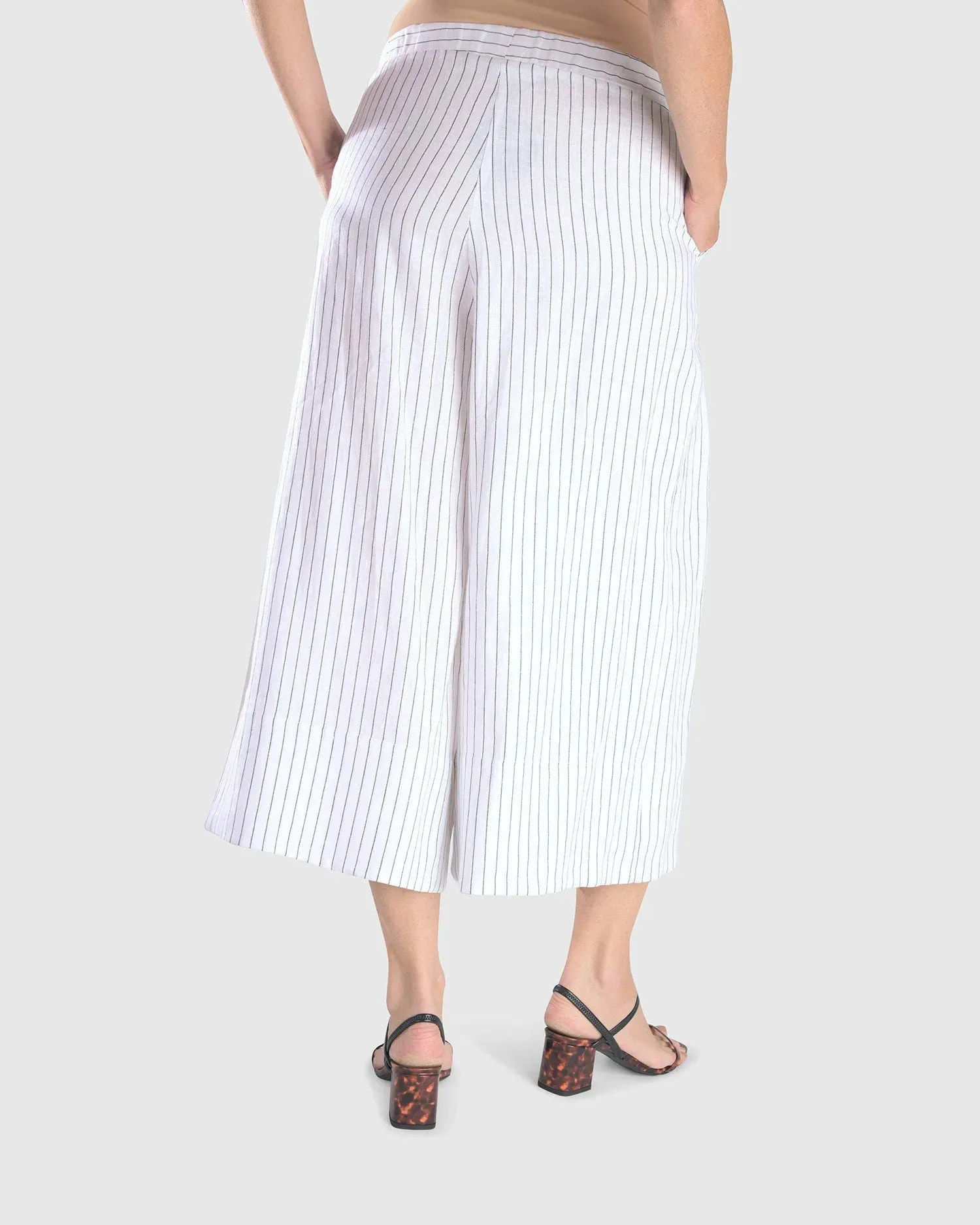 Linea Palazzo Crop Pants, White