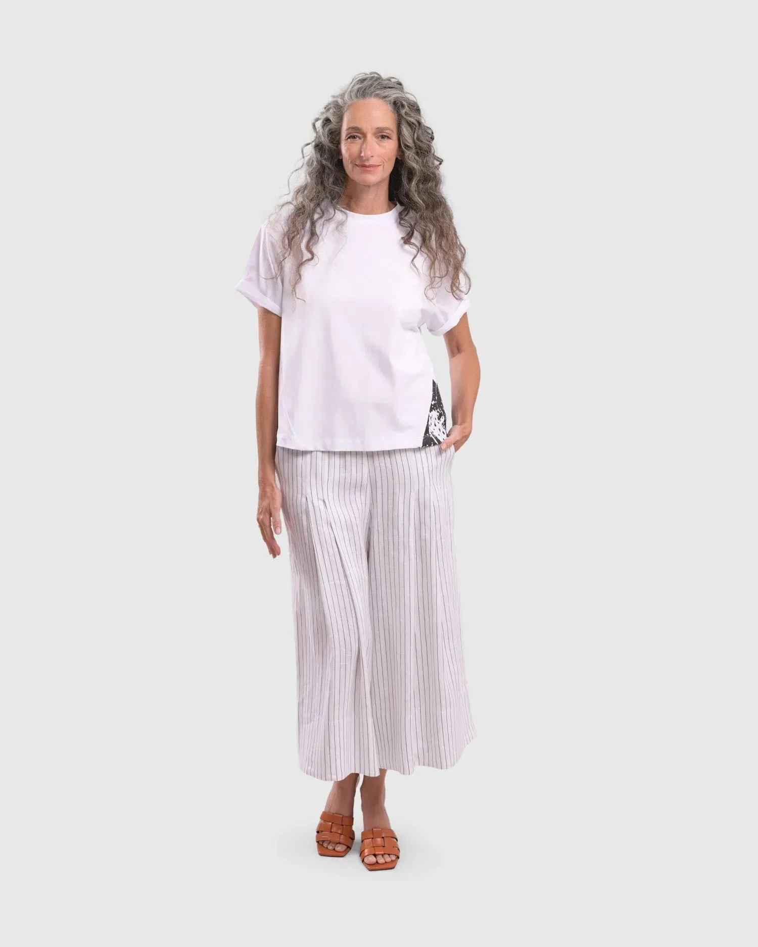 Linea Palazzo Crop Pants, White