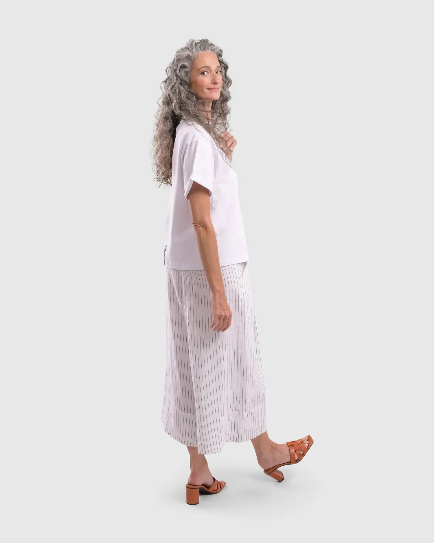 Linea Palazzo Crop Pants, White