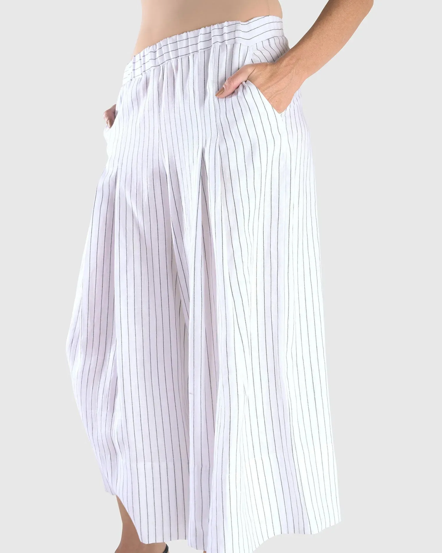 Linea Palazzo Crop Pants, White