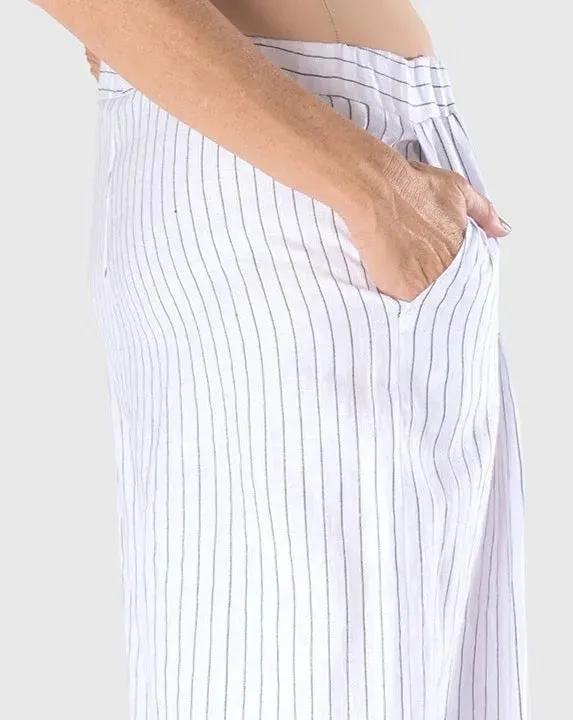 Linea Palazzo Crop Pants, White