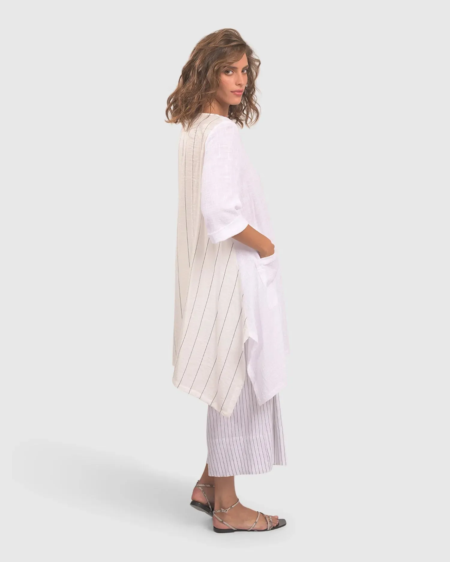 Linea Palazzo Crop Pants, White