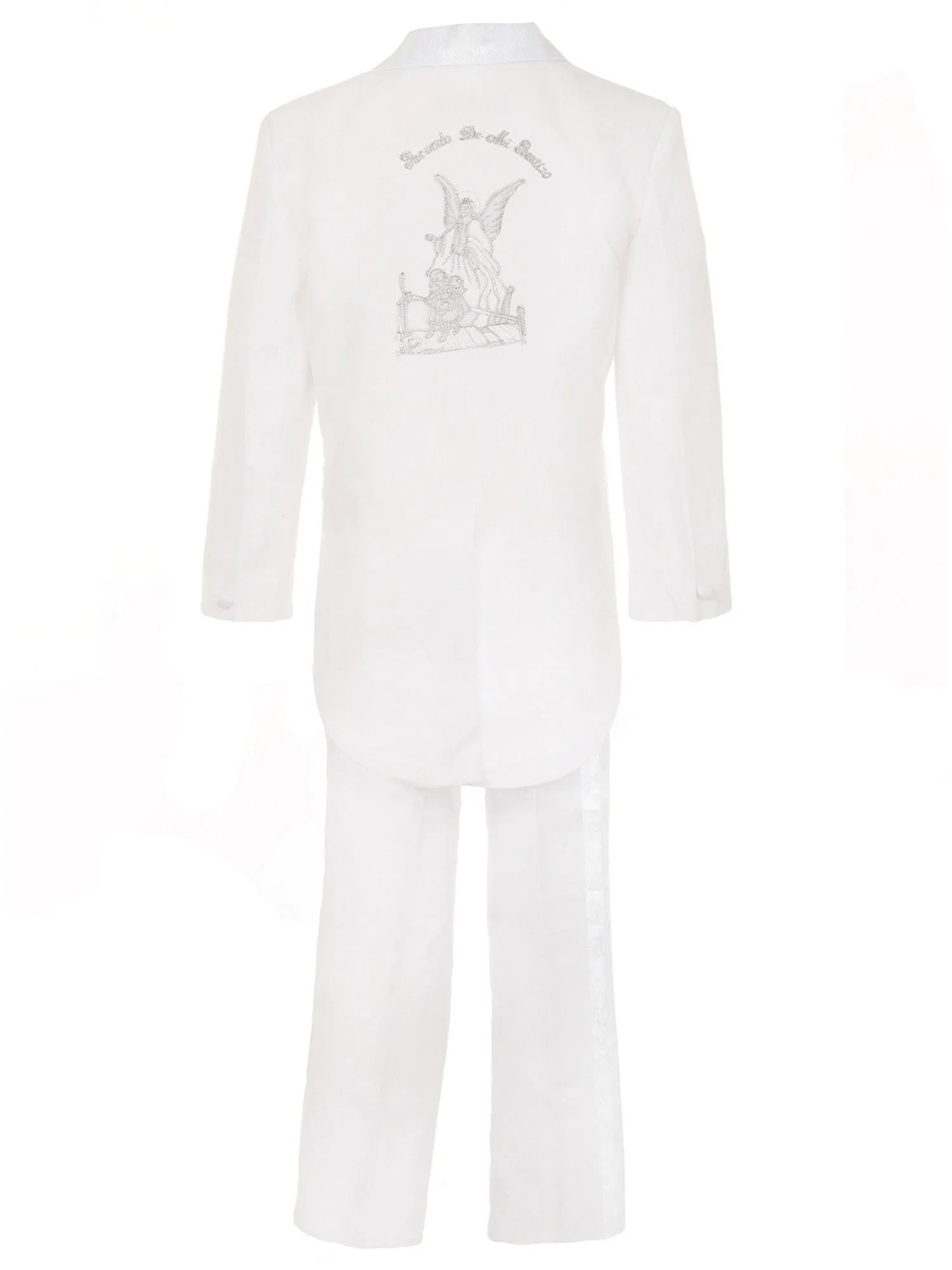 Little Boys White Guardian Angel Embroidery Baptism Tuxedo Suit 2T-7